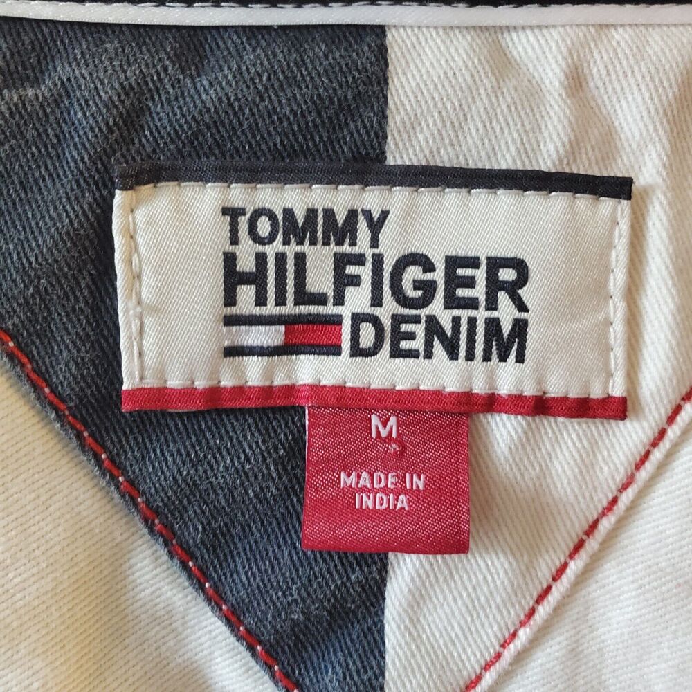 Vintage Tommy Hilfiger Denim Mens M Hooded Shirt Color Stripe Y2K - Picture 2 of 13